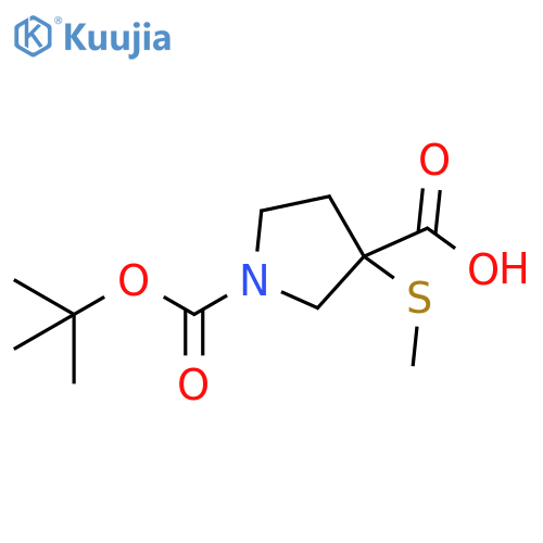 1-tert-butoxycarbonyl-3-methylsulfanyl-pyrrolidine-3-carboxylic acid structure