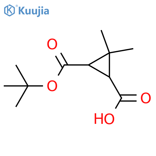 2,2-Dimethyl-3-[(2-methylpropan-2-yl)oxycarbonyl]cyclopropane-1-carboxylic acid structure