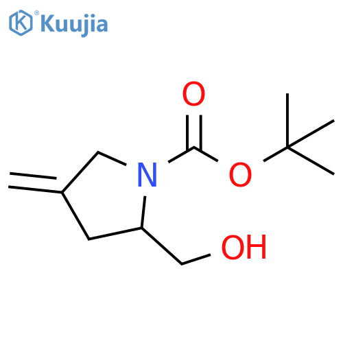 1-Pyrrolidinecarboxylic acid, 2-(hydroxymethyl)-4-methylene-, 1,1-dimethylethyl ester structure