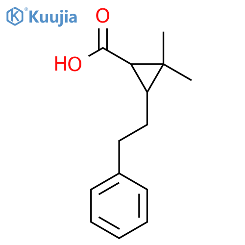 2,2-Dimethyl-3-(2-phenylethyl)cyclopropane-1-carboxylic acid structure