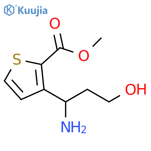 2-Thiophenecarboxylic acid, 3-(1-amino-3-hydroxypropyl)-, methyl ester structure