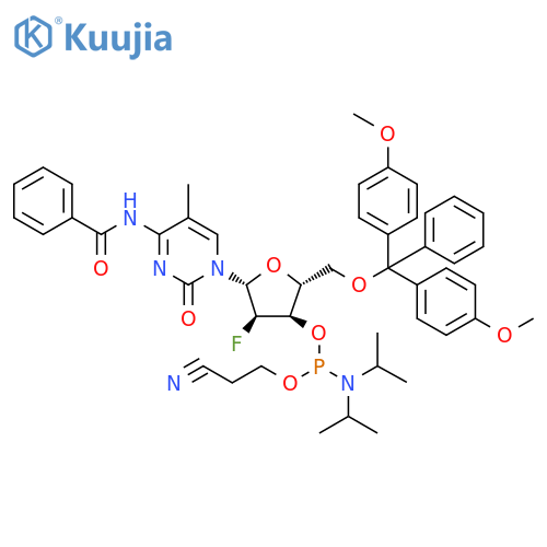 N-Benzoyl-2'-deoxy-5'-O-DMT-2'-fluoro-5-methylcytidine 3'-CE phosphoramidite structure