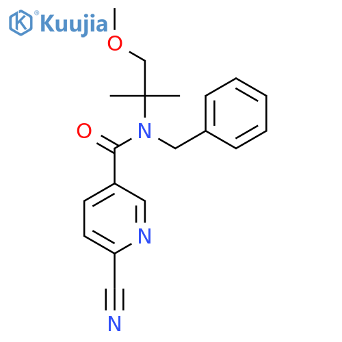 N-Benzyl-6-cyano-N-(1-methoxy-2-methylpropan-2-YL)pyridine-3-carboxamide structure