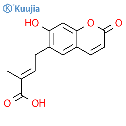 2-Butenoic acid, 4-(7-hydroxy-2-oxo-2H-1-benzopyran-6-yl)-2-methyl- structure