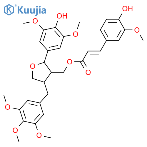 7,9'-Epoxy-8,8'-lignan-3,3',4,4',5,5',9-heptol; (7S,8R,8'R)-form, 3,3',4',5,5'-Penta-Me ether, 9-O-(4-hydroxy-3-methoxy-E-cinnamoyl) structure