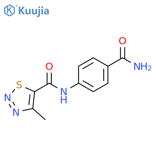 N-(4-carbamoylphenyl)-4-methyl-1,2,3-thiadiazole-5-carboxamide structure