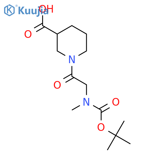1-(2-{[(Tert-butoxy)carbonyl](methyl)amino}acetyl)piperidine-3-carboxylic acid structure
