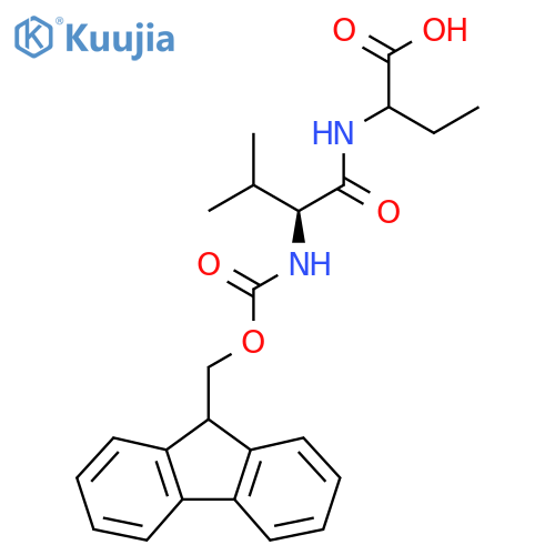 2-[(2S)-2-({[(9H-fluoren-9-yl)methoxy]carbonyl}amino)-3-methylbutanamido]butanoic acid structure