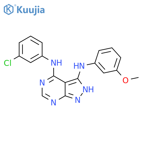 3-((3-Methoxyphenyl)amino)-4-((3-chlorophenyl)amino)-1H-pyrazolo[3,4-d]pyrimidine structure