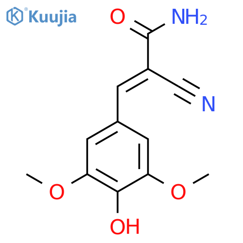 (2E)-2-cyano-3-(4-hydroxy-3,5-dimethoxyphenyl)prop-2-enamide structure