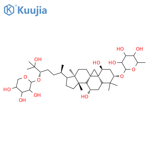 (1alpha,3beta,5xi,7beta,8xi,9beta,17xi,24S)-1,7,25-trihydroxy-24-(pentopyranosyloxy)-9,19-cyclolanostan-3-yl 6-deoxyhexopyranoside structure