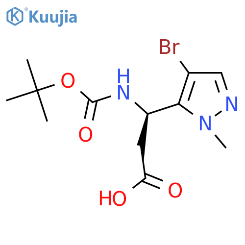 (3R)-3-(4-bromo-1-methyl-1H-pyrazol-5-yl)-3-{[(tert-butoxy)carbonyl]amino}propanoic acid structure