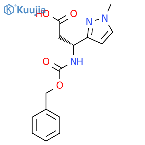 (3R)-3-{[(benzyloxy)carbonyl]amino}-3-(1-methyl-1H-pyrazol-3-yl)propanoic acid structure