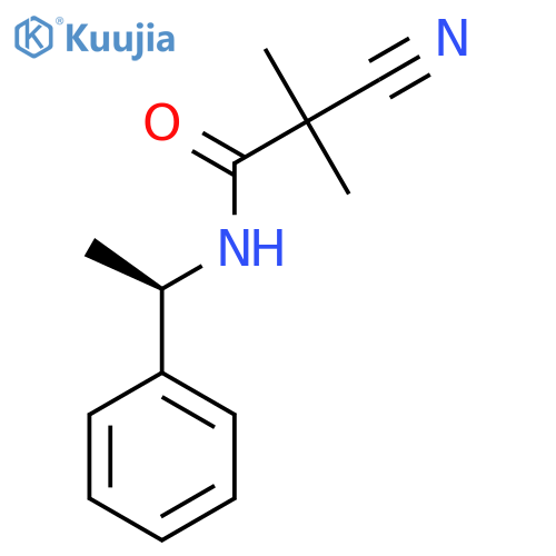 2-cyano-2-methyl-N-[(1R)-1-phenylethyl]propanamide structure
