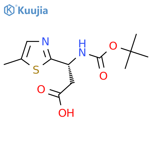 (3R)-3-{[(tert-butoxy)carbonyl]amino}-3-(5-methyl-1,3-thiazol-2-yl)propanoic acid structure