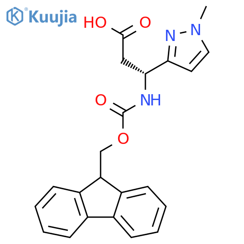 (3R)-3-({[(9H-fluoren-9-yl)methoxy]carbonyl}amino)-3-(1-methyl-1H-pyrazol-3-yl)propanoic acid structure