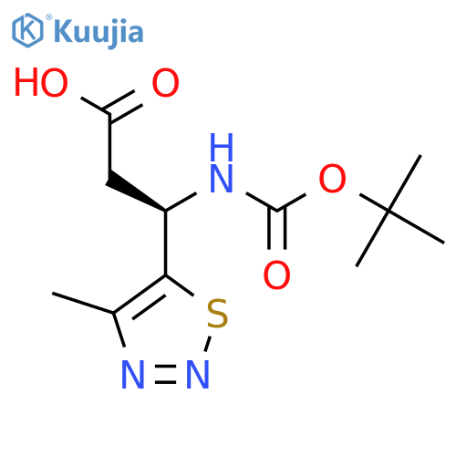 (3R)-3-{[(tert-butoxy)carbonyl]amino}-3-(4-methyl-1,2,3-thiadiazol-5-yl)propanoic acid structure