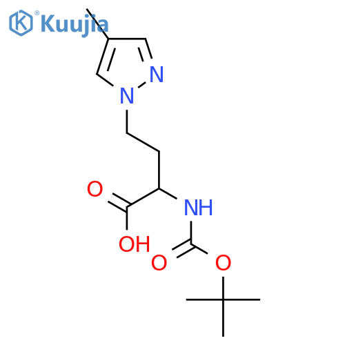 2-{[(tert-butoxy)carbonyl]amino}-4-(4-methyl-1H-pyrazol-1-yl)butanoic acid structure