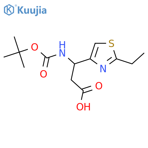3-{[(Tert-butoxy)carbonyl]amino}-3-(2-ethyl-1,3-thiazol-4-yl)propanoic acid structure