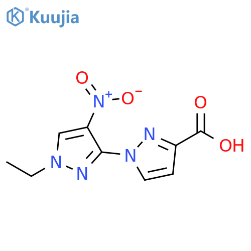 1'-ethyl-4'-nitro-1'H-1,3'-bipyrazole-3-carboxylic acid structure