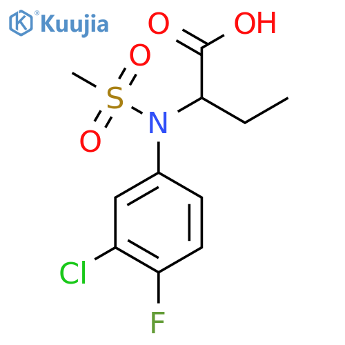 2-(3-Chloro-4-fluorophenyl)(methylsulfonyl)aminobutanoic acid structure