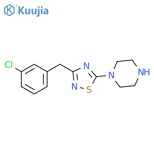1-{3-[(3-Chlorophenyl)methyl]-1,2,4-thiadiazol-5-yl}piperazine structure