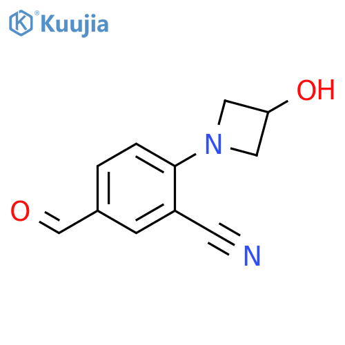 Benzonitrile, 5-formyl-2-(3-hydroxy-1-azetidinyl)- structure