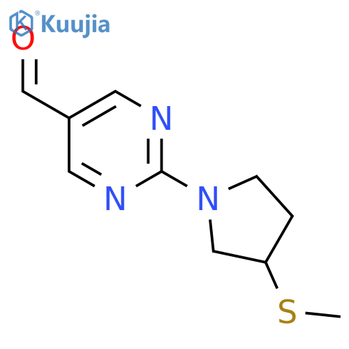 2-[3-(Methylsulfanyl)pyrrolidin-1-yl]pyrimidine-5-carbaldehyde structure