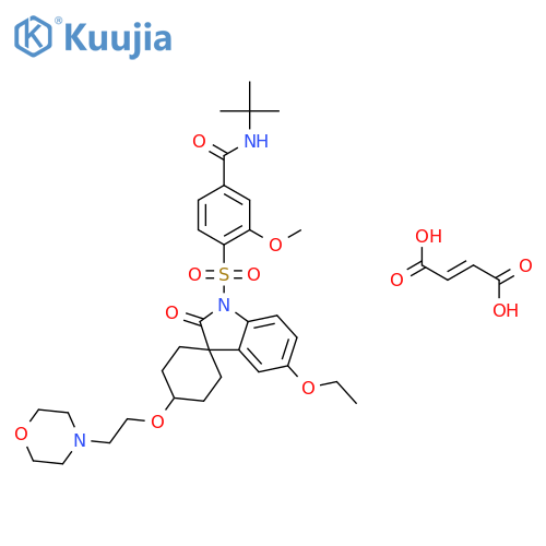 N-tert-Butyl-4-[5'-ethoxy-4-[2-(4-morpholinyl)ethoxy]-2'-oxospiro[cyclohexane-1,3'-indolin]-1'-ylsulfonyl]-3-methoxybenzamide fumarate structure