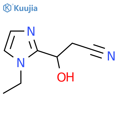 3-(1-ethyl-1H-imidazol-2-yl)-3-hydroxypropanenitrile structure
