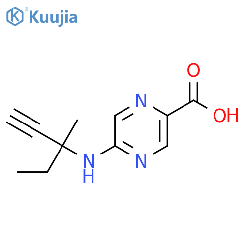 5-[(3-Methylpent-1-yn-3-yl)amino]pyrazine-2-carboxylic acid structure