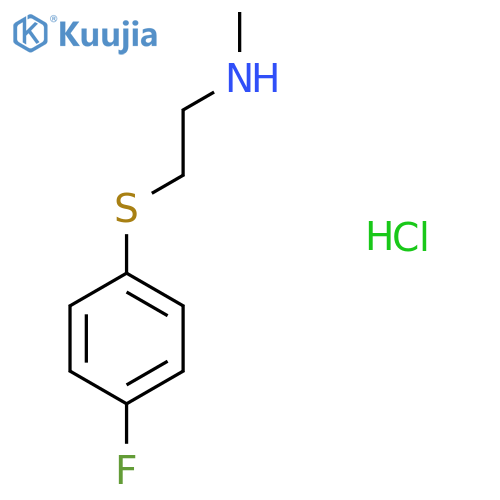 2-((4-Fluorophenyl)thio)-n-methylethan-1-amine hydrochloride structure