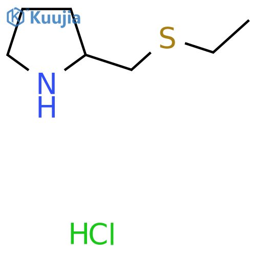 2-[(Ethylsulfanyl)methyl]pyrrolidine hydrochloride structure
