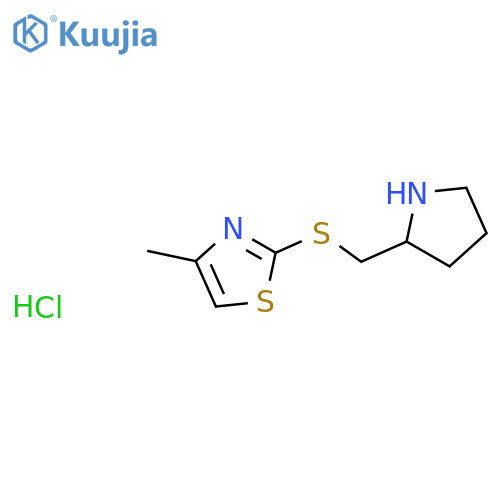 4-Methyl-2-[(pyrrolidin-2-ylmethyl)sulfanyl]-1,3-thiazole hydrochloride structure