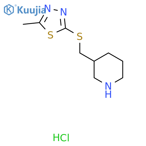3-{[(5-Methyl-1,3,4-thiadiazol-2-yl)sulfanyl]methyl}piperidine hydrochloride structure