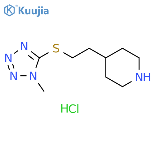 4-[2-(1-methyltetrazol-5-yl)sulfanylethyl]piperidine:hydrochloride structure