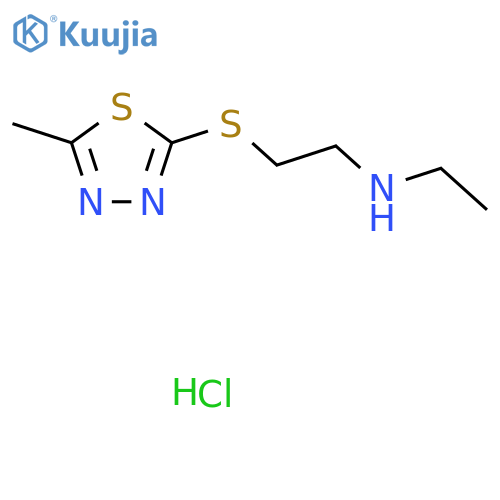 N-Ethyl-2-((5-methyl-1,3,4-thiadiazol-2-yl)thio)ethan-1-amine hydrochloride structure