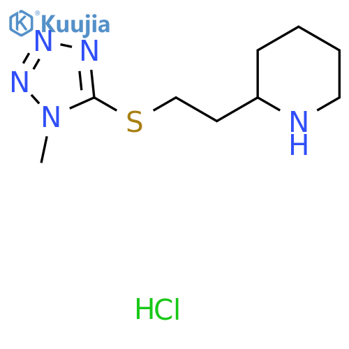 2-{2-[(1-methyl-1H-1,2,3,4-tetrazol-5-yl)sulfanyl]ethyl}piperidine hydrochloride structure