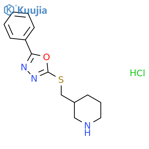 3-{[(5-Phenyl-1,3,4-oxadiazol-2-yl)sulfanyl]methyl}piperidine hydrochloride structure