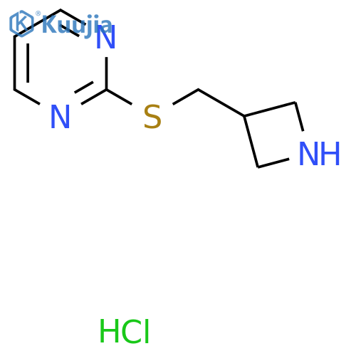 2-{[(azetidin-3-yl)methyl]sulfanyl}pyrimidine hydrochloride structure