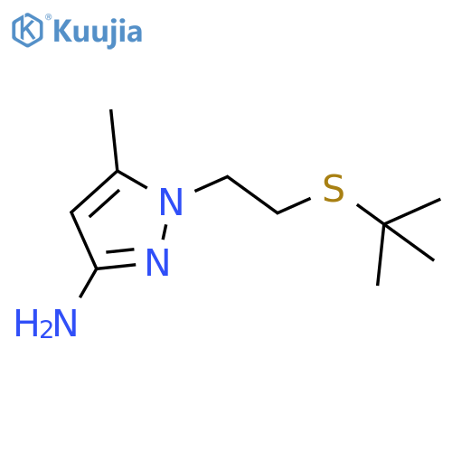 1-[2-(tert-butylsulfanyl)ethyl]-5-methyl-1H-pyrazol-3-amine structure