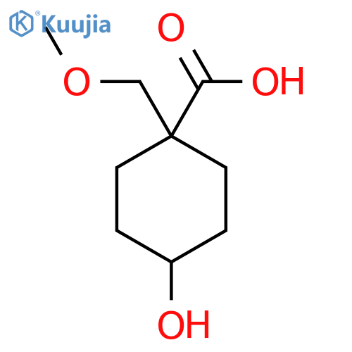 4-Hydroxy-1-(methoxymethyl)cyclohexane-1-carboxylic acid structure