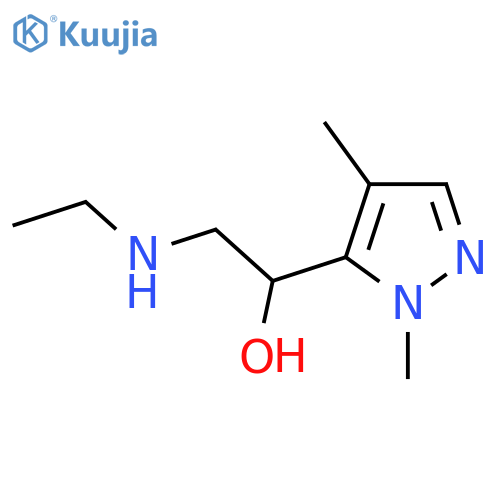 1-(1,4-dimethyl-1H-pyrazol-5-yl)-2-(ethylamino)ethan-1-ol structure