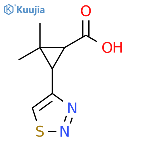 2,2-dimethyl-3-(1,2,3-thiadiazol-4-yl)cyclopropane-1-carboxylic acid structure