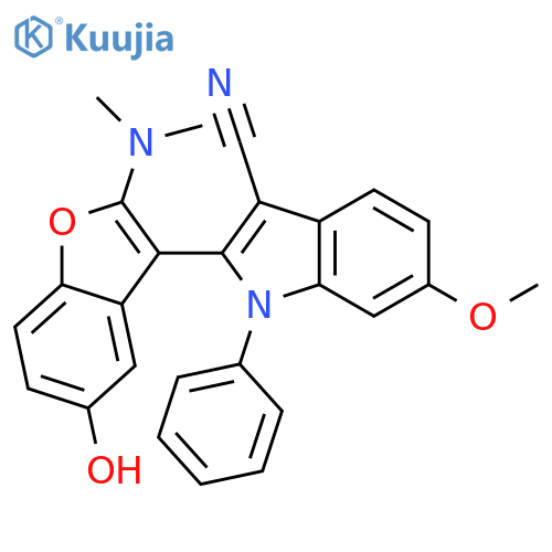 1H-Indole-3-carbonitrile,2-[2-(dimethylamino)-5-hydroxy-3-benzofuranyl]-6-methoxy-1-phenyl- structure