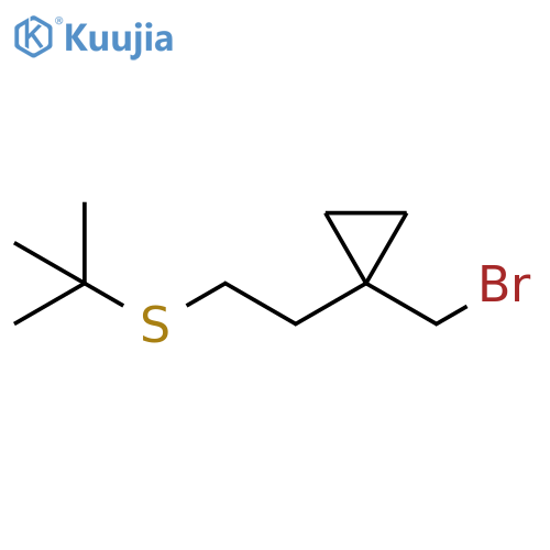 Cyclopropane, 1-(bromomethyl)-1-[2-[(1,1-dimethylethyl)thio]ethyl]- structure