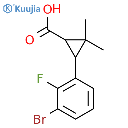 3-(3-Bromo-2-fluorophenyl)-2,2-dimethylcyclopropane-1-carboxylic acid structure