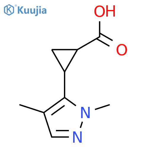 2-(1,4-dimethyl-1H-pyrazol-5-yl)cyclopropane-1-carboxylic acid structure