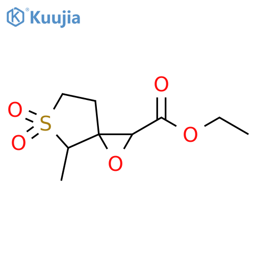 1-Oxa-5-thiaspiro[2.4]heptane-2-carboxylic acid, 4-methyl-, ethyl ester, 5,5-dioxide structure