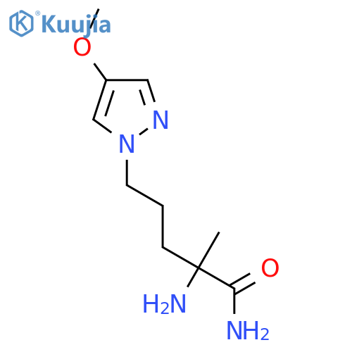 2-amino-5-(4-methoxy-1H-pyrazol-1-yl)-2-methylpentanamide structure